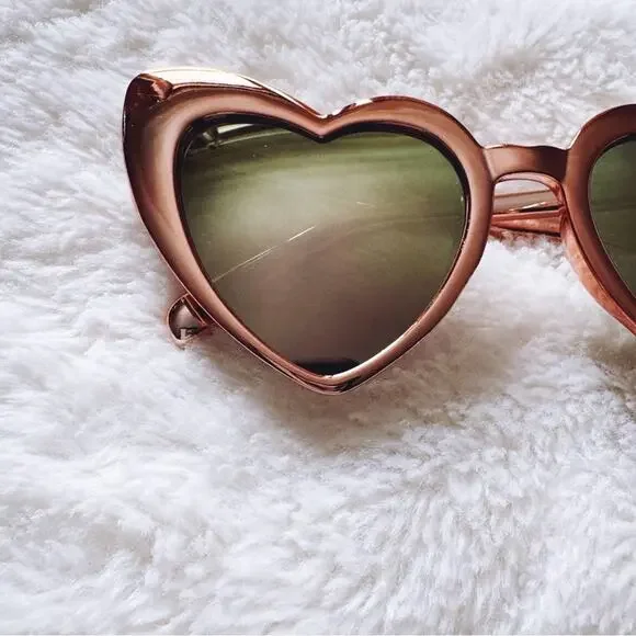 Addison Gold Heart-Shaped Sunglasses - Picture 3 of 13